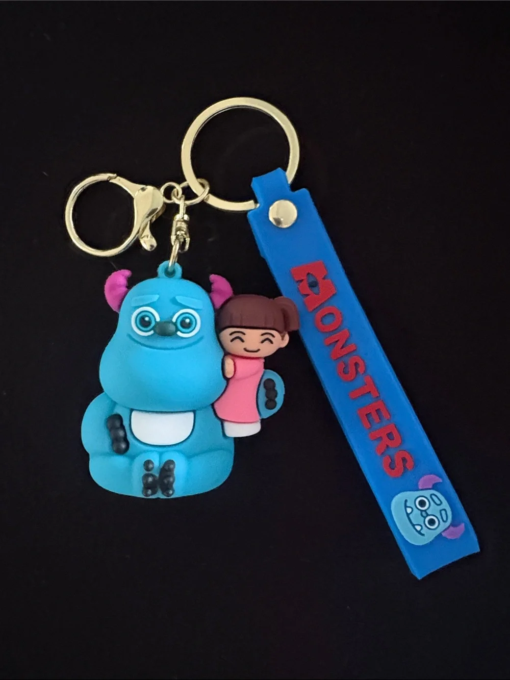 Blue Monsters Inc Sulley and Boo Silicone Keychain Bag Charm - with Strap